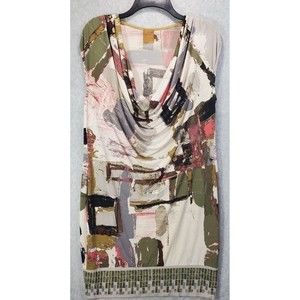 ALI RA Dress Women's Sz 6 Cowl Neck Body Con Fun Colorful Geometric